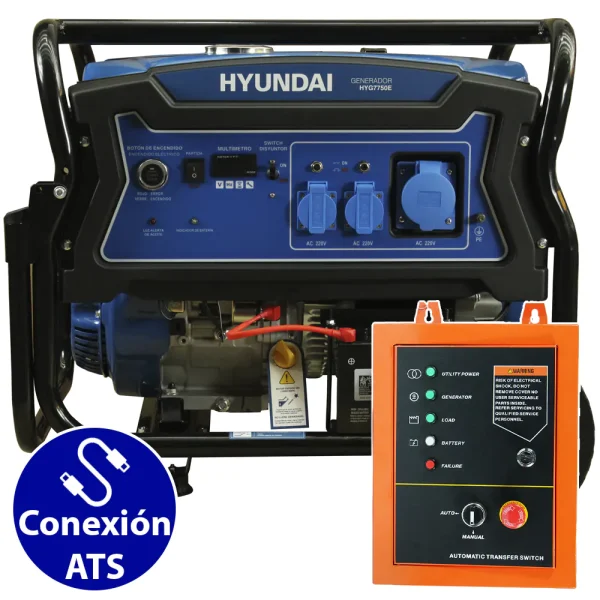 Generador Hyundai Gasolina 5/5,5 Kw Partida eléctrica 220v + ATS