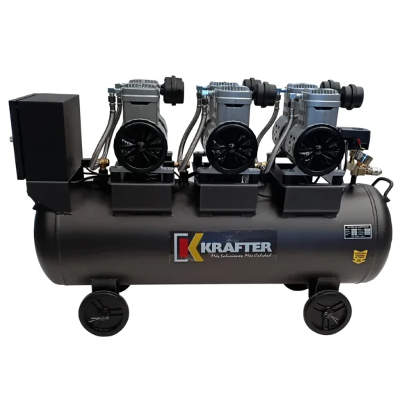 Compresor Libre De Aceite Krafter Monofásico 3 Motores 2HP 100L 116psi - Imagen 2