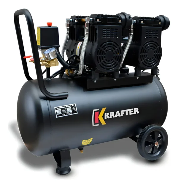 Compresor Libre De Aceite Krafter Monofásico 2 Motores 1,3HP 50L 116psi - Imagen 2