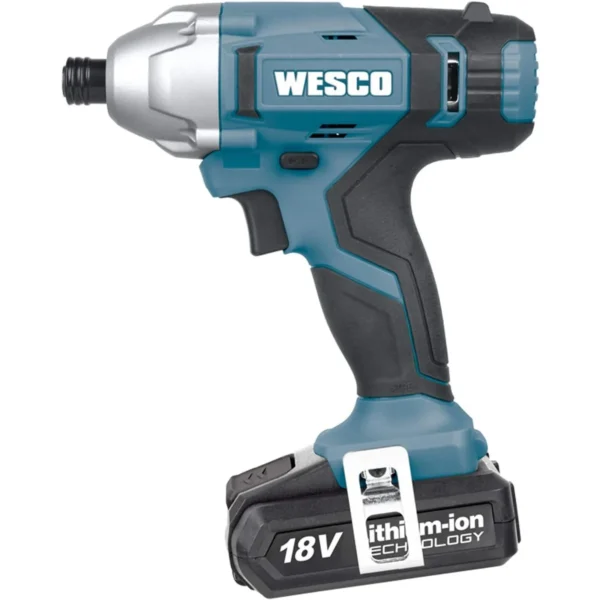 Atornillador de Impacto Wesco Inalámbrico 18V 1/4" 140NM + 2 Baterías + Cargador Mod WS2939K2 - Imagen 2
